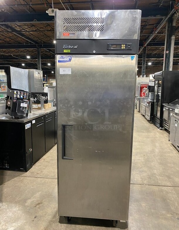 Turbo Air Commercial Single Door Reach In Refrigerator! With Poly Coated Racks! All Stainless Steel! On Casters! Model: M3R241 115V - Image 1 of 8