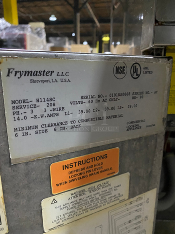 WOW! Frymaster Commercial Electric Powered Deep Fat Fryer! With 2 Frying Baskets! All Stainless Steel! On Legs! Model: H114SC SN: 0101NA0068 208V 60Hz 3 Phase - Image 8 of 9
