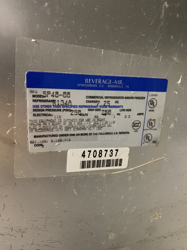 Beverage Air SP48-08 Stainless Steel Commercial Sandwich Salad Bain Marie Prep Table! On Commercial Casters!  115 Volts, 1 Phase.  - Image 6 of 11
