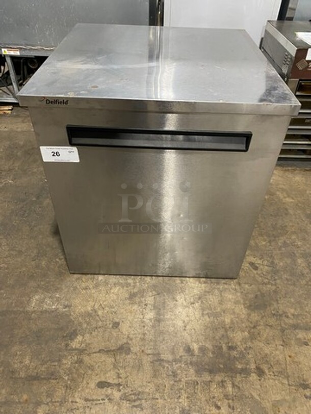 DELFIELD Stainless Steel Commercial Single Door Worktop/ Lowboy Cooler! Model 406-STAR 4, 115 Volts, 1 Phase, 60 Hz Serial 1502152000348  - Image 1 of 8