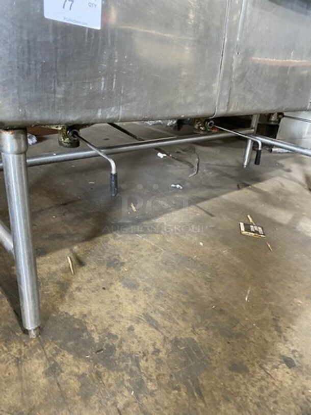 Commercial 3 Compartment Dish Washing Sink! With Overhead Shelf! With Jet Spray Assembly! With Dual Side Drain Board! With Back Splash! All Stainless Steel! On Legs! - Image 8 of 9