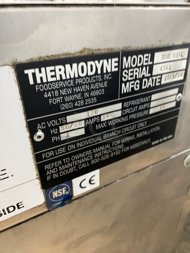 THERMODYNE Countertop Slow Cook And Hold Oven! MODEL 300NDNL SN 4361 120V 1PH Hz 50/60  - Image 5 of 9