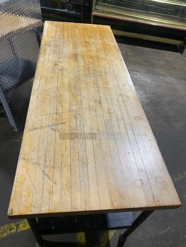 Commercial Butcher Block Table! With Storage Space Underneath! Stainless Steel Body! On Legs! - Image 5 of 7