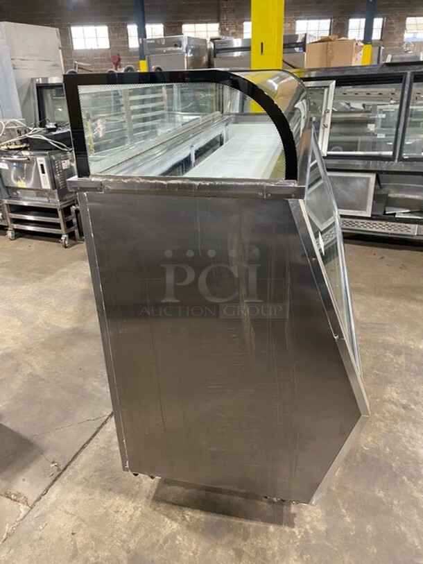 AWESOME! Leader 7/11 Style Commercial Refrigerated Slanted Glass Meat Deli Display Case! With Additional Top Display! With Rear Access Sliding Doors! With Stainless Steel Shelves! 115V 1 Phase! Model: SDL72 S/C SN: PU07s0711! - Image 3 of 9