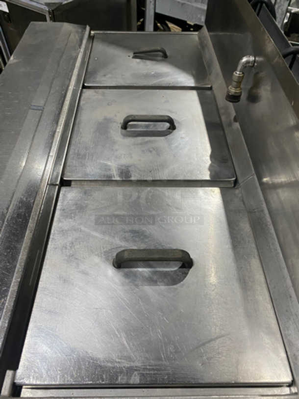 WOW! Henny Penny Commercial Electric Powered 3 Bay Open Fryer! With Fryer Covers! With Backsplash! All Stainless Steel! On Casters! - Image 5 of 10