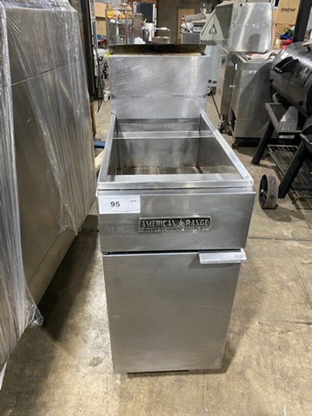 American Range Commercial Natural Gas Powered Deep Fat Fryer! With Backsplash! All Stainless Steel! On Legs!