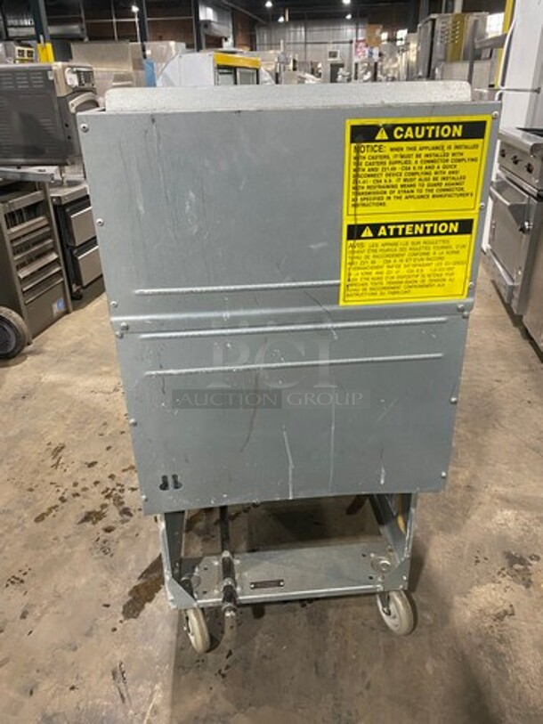 LIKE NEW! Sierra Commercial Natural Gas Powered Deep Fat Fryer! With 2 Metal Frying Baskets! With Backsplash! All Stainless Steel! On Casters! Model: SRF7580NG SN: 170802367 - Image 3 of 8
