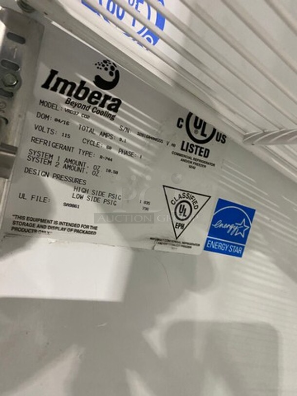 Imbera Commercial 2 Door Reach In Cooler Merchandiser! With View Through Doors! Poly Coated Racks! Model: VRD37CO2 SN: 328160400555 115V 60HZ 1 Phase - Image 7 of 8