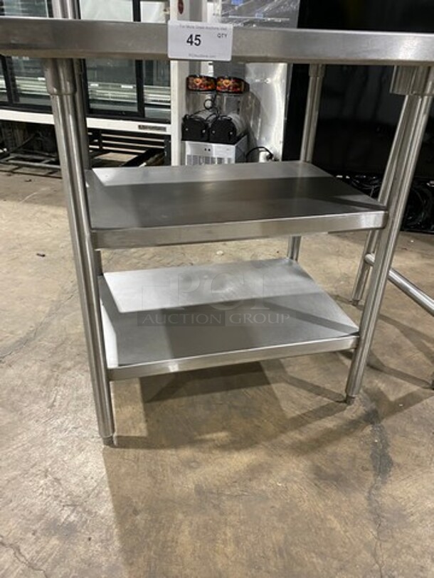 NICE! Commercial Work Top/ Prep Table! With Overhead Shelf! With Trash Deposit Hole! With Shelf Storage Space Underneath! Solid Stainless Steel! On Legs! - Image 5 of 9