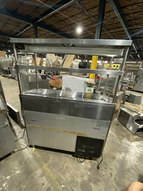 Avantco All Stainless Steel Commercial Pizza Prep Table! With Double Over Head Shelf & Under The Shelf Warmers & Ticket Holder Rail! on Commercial Casters! Model 178PICL1!   115 Volts, 1 Phase! Working When Removed!  - Image 3 of 8