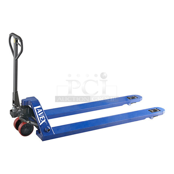 BRAND NEW SCRATCH AND DENT! Lavex 481EY50LF685 Blue Metal 4,400 Pound Capacity Pallet Jack - Image 1 of 3