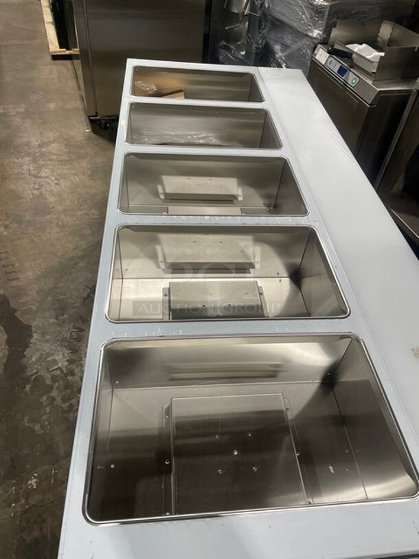 NEW! Scratch-N-Dent! Prepline Liquid Propane Powered 5 Pan Sealed Well Hot Food Steam Table! With Sliding Doors Enclosed Base! With Natural Gas Conversion Kit! All Stainless Steel! With Full Length Cutting board! On Legs! Model: GST-5OW-CBSD! - Image 5 of 11