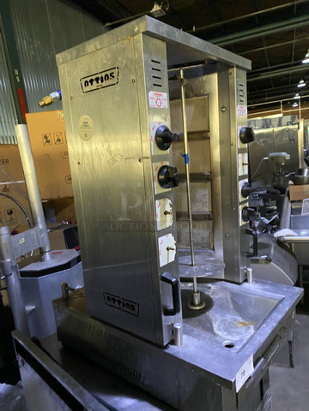 Attias Commercial Natural Gas Powered Countertop 8 Burner Gyro Machine! All Stainless Steel! - Image 4 of 9