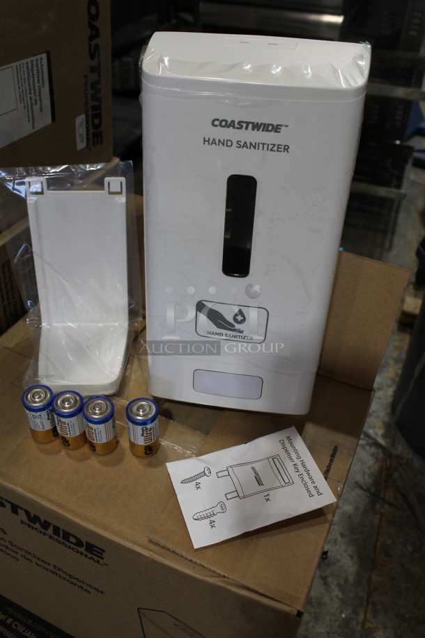 Box of 4 BRAND NEW! Coastwide J Series CWJAH White Poly Hand Sanitizer Dispensers.