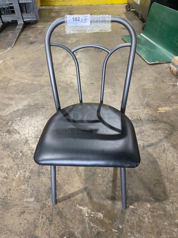 Never Used! Black Cushioned Chair! With Black Metal Body! 8x Your Bid! - Image 1 of 8
