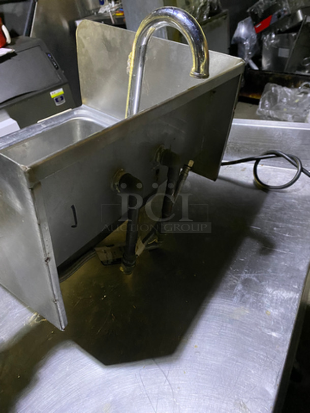 Regency Commercial Stainless Steel Hand Sink! With Back And Side Splashes! With Faucet And Handles! - Image 3 of 7
