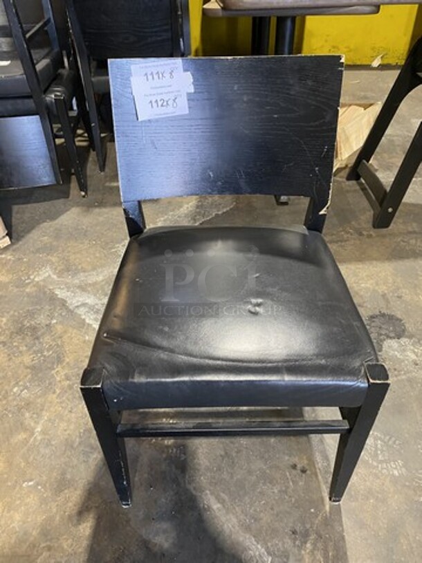 Wooden Style Dinning Chairs With Black Vinyl Seat! 8 X Your Bid! - Image 1 of 7