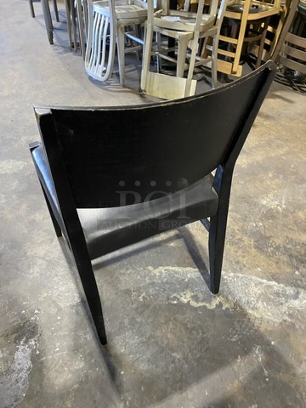 Wooden Style Dinning Chairs With Black Vinyl Seat! 8 X Your Bid! - Image 4 of 7