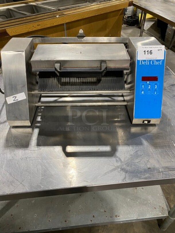 Deli Chef Commercial Countertop Electric Powered Panini/Sandwich Grill! Press With Ribbed Surface! All Stainless Steel! Model: A1 SN: A10146FG 120V - Image 1 of 8