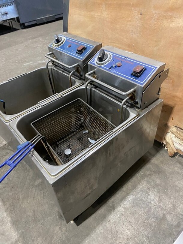 Globe Commercial Countertop Electric Powered Dual Bay Deep Fat Fryer! With Single Frying Basket! All Stainless Steel! Model PF32E! 208/240V! - Image 2 of 8