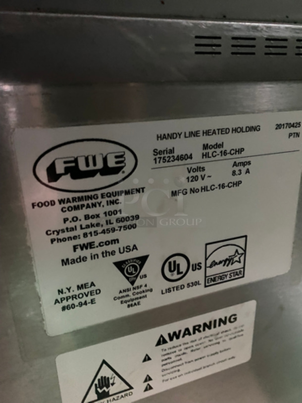 FWE Commercial 2 Door Food Warming/Holding Cabinet! All Stainless Steel! On Casters! Model: HLC16CHP SN: 164885705 120V 1 Phase - Image 5 of 8