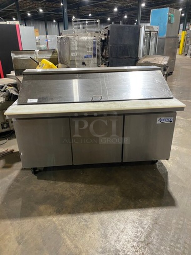 Avantco Commercial Refrigerated Sandwich Prep Table! With 3 Door Underneath Storage Space! Poly Coated Racks! All Stainless Steel! On Casters! Model: 178SSPT71MHC 115V - Image 1 of 9