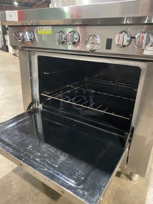 WOW! Southbend Commercial Natural Gas Powered 6 Burner Stove! With Raised Back Splash And Salamander Shelf! With Oven Underneath! All Stainless Steel! On Legs! Model: S36D SN: 14L05400 - Image 7 of 11