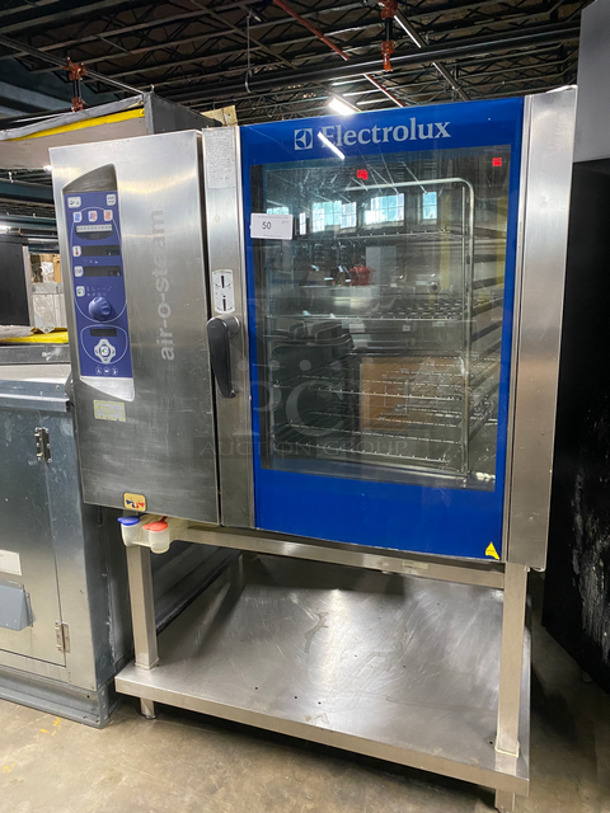 Electrolux Air-O-Steam Natural Gas Touch Line Combi Convection Oven! With View Through Door! Metal Oven Racks! With Open Underneath Storage Space! All Stainless Steel! On Legs! Model: AOS102GAAU SN: 72710001