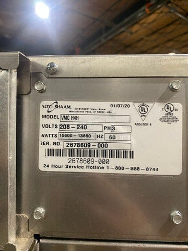 RARE! BARELY USED! LATE MODEL! 2020 Alto Shaam Commercial Multi Cook Oven! With View Through Door! Metal Oven Racks! Storage Space Underneath! All Stainless Steel! On Casters! WORKING WHEN REMOVED! Model: VMCH4H SN: 2678609000 208/240V 60HZ 3 Phase - Image 10 of 11