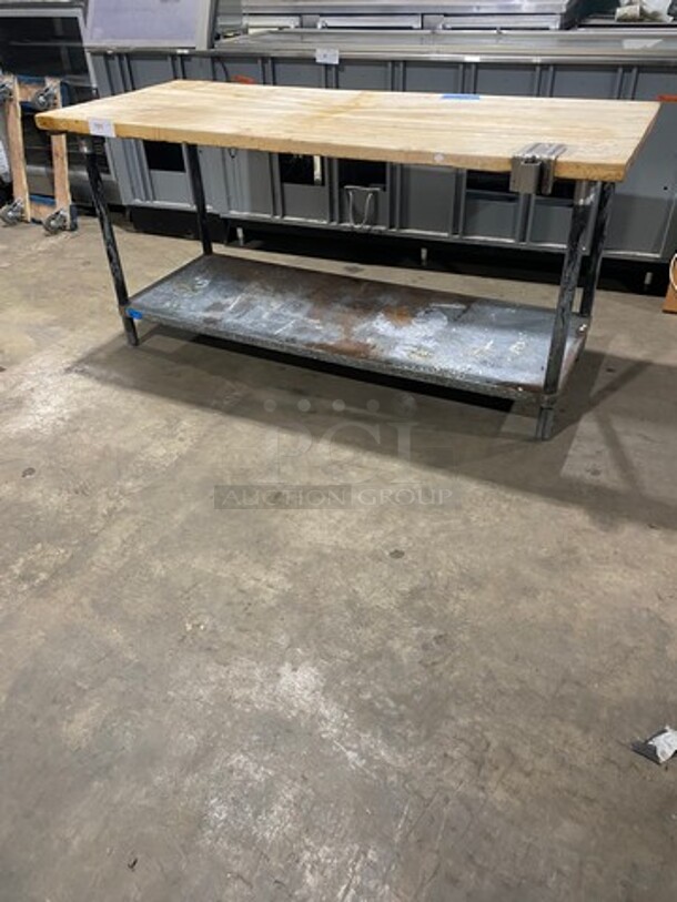 Commercial Butcher Block Table! With Storage Space Underneath! Stainless Steel Body! On Legs! - Image 8 of 8