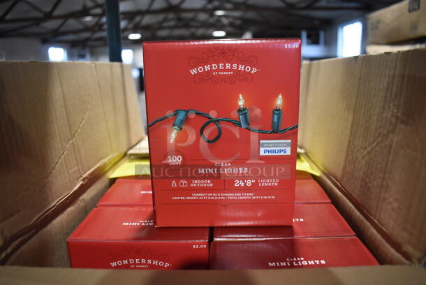 8 BRAND NEW! Boxes of 24 Wondershop Clear Mini Lights. 8 Times Your Bid!
