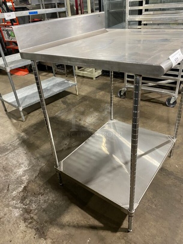 Commercial Worktop/ Prep Top Table! With Back Splash! With Storage Area Underneath! Solid Stainless Steel! On Legs! - Image 2 of 8