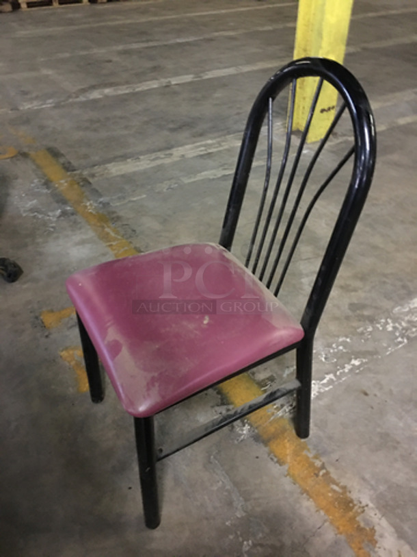 Red Patted Square Chairs! With Metal Body! 9x Your Bid! - Image 3 of 7