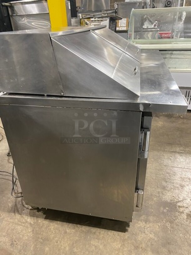 Beverage Air Commercial Refrigerated Sandwich Prep Table! With 2 Door Underneath Storage Space! All Stainless Steel! On Casters! Model: SP6024M SN: 8003818 115V 60HZ 1 Phase - Image 4 of 12
