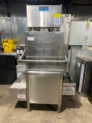 ADS High Temp Upright Pass Through Dishwasher! Model HT25! With Hot Water Booster! Model B13! All S.S.! On Legs! 