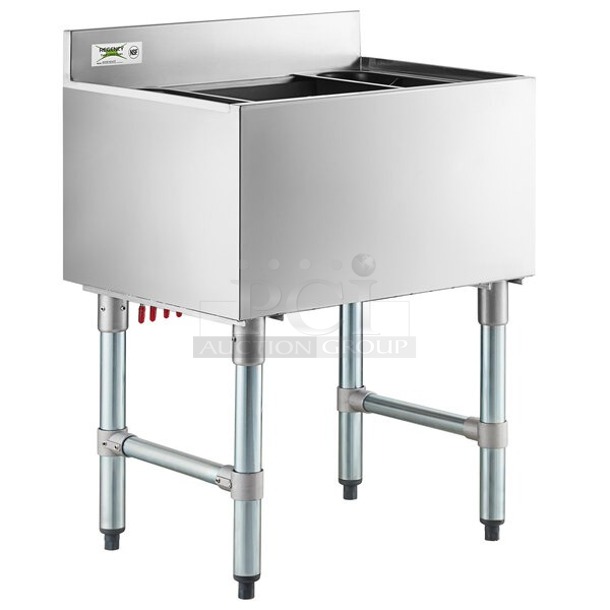 BRAND NEW SCRATCH & DENT! Regency 600IB1824CP 18" x 24" Underbar Ice Bin with 7 Circuit Post-Mix Cold Plate and Bottle Holders - 51 lb.

 - Image 1 of 4