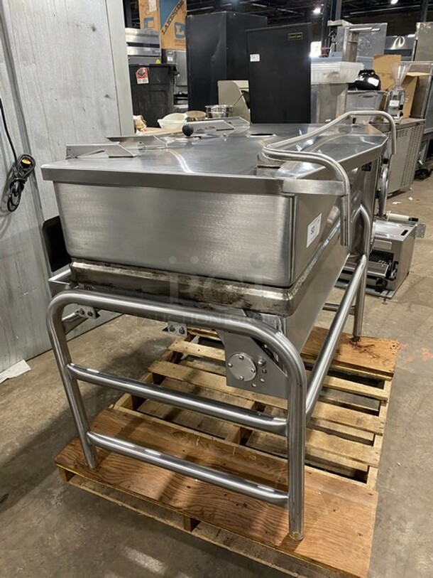 WOW! Market Forge Commercial Natural Gas Powered Tilted Braising Pan/Ultra Tilt Skillet! All Stainless Steel! On Legs! 115V 1 Phase! Model: 1300-2! Working When Removed!  - Image 3 of 8