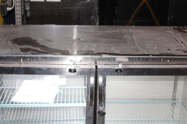BRAND NEW SCRATCH & DENT! Avantco UBB-60-GT-G-S 60" Stainless Steel Underbar Height Narrow Glass Door Back Bar Refrigerator with Galvanized Top and LED Lighting. Door hinges need to be adjusted. Tested. WORKS PERFECT!!  - Image 10 of 10