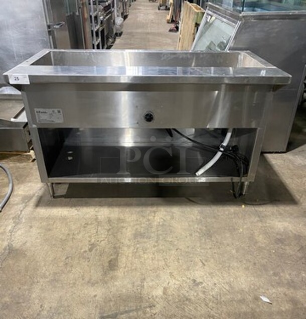 L & T Commercial Electric Powered Steam Table! With Storage Space Underneath! All Stainless Steel! On Legs! Model: SLT4E SN: SLT2203002 208V 1 Phase