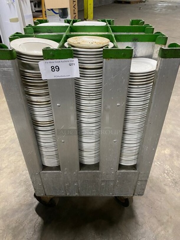 ALL ONE MONEY! DAD White Ceramic Plates! Includes Metro Dish Transport Cart! On Casters! - Image 1 of 8