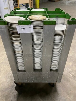 ALL ONE MONEY! DAD White Ceramic Plates! Includes Metro Dish Transport Cart! On Casters!