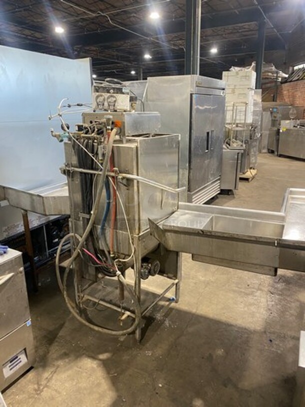 WOW! Noble Commercial Pass-Through Dishwasher Machine! All Stainless Steel! On Legs! With Dual Side Dishwasher Table! With Back Splash! - Image 3 of 12