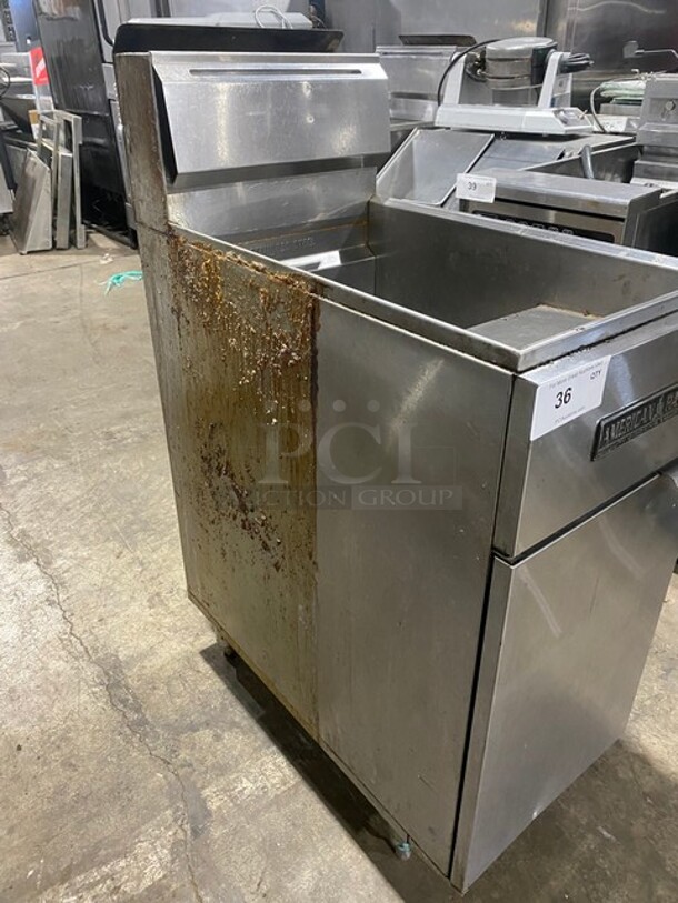 American Range All Stainless Steel Commercial Floor Style LP Gas Powered Deep Fat Fryer! Model AF45! On Legs!  
 - Image 2 of 9