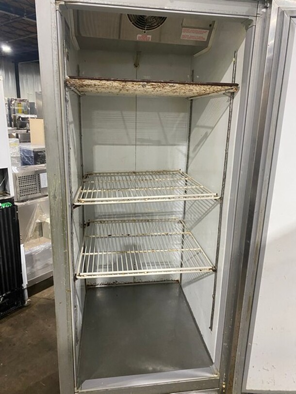 BEAUTIFUL! Beverage Air Commercial Single Door Reach In Refrigerator! With Poly Coated Racks! All Stainless Steel! Model KR241AS Serial 5026859! 115V 1Phase! WORKING WHEN REMOVED! - Image 5 of 9