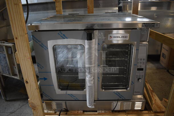 BRAND NEW! 2021 Garland Model MCO-GS-10 Stainless Steel Commercial Natural Gas Powered Full Size Convection Oven w/ view Through Doors, Metal Oven Racks and Thermostatic Controls. Stock Picture Used For Gallery. Does Not Include Legs. 60,000 BTU. 38x38x33 - Image 8 of 10