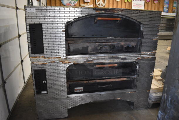 2 Marsal & Sons Metal Commercial Natural Gas Powered Single Deck Brick Pizza Oven w/ Cooking Stones. 81x48x71. 2 Times Your Bid!