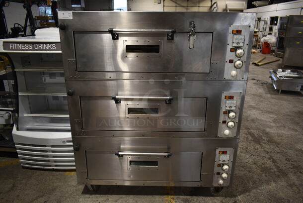3 Stainless Steel Commercial Electric Powered Bakery Oven on Commercial Casters. 240 Volts, 1 Phase. 3 Times Your Bid!