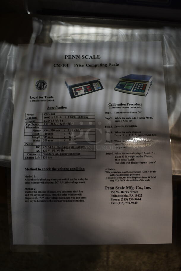 2 BRAND NEW IN BOX! Penn CM-101 Metal Countertop Scales. 2 Times Your Bid! - Image 4 of 5