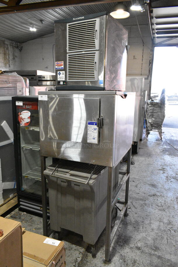 2019 Scotsman F1222A-32E Ice Head on Stainless Steel Commercial Ice Bin w/ Portable Ice Cart. 208/230 Volts, 1 Phase.  - Image 1 of 7