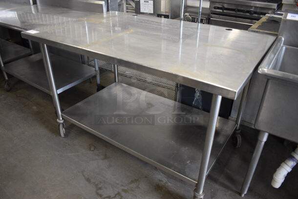 Stainless Steel Commercial Table w/ Under Shelf on Commercial Casters. 60x38x36 - Image 3 of 5